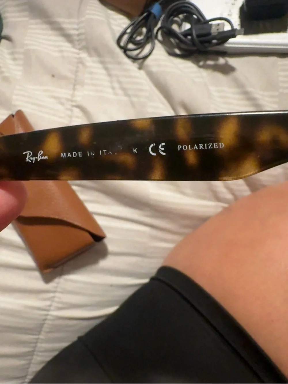 Ray-Ban Tortoiseshell Frame Sunglasses with Dark Green Lenses